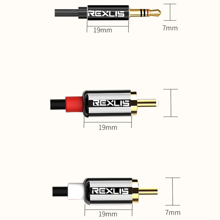 REXLIS 3635 3.5mm Male to Dual RCA Gold-plated Plug Black Cotton Braided Audio Cable for RCA Input Interface Active Speaker, Length: 10m - RCA Cable by REXLIS | Online Shopping South Africa | PMC TechLife | Buy Now Pay Later Mobicred