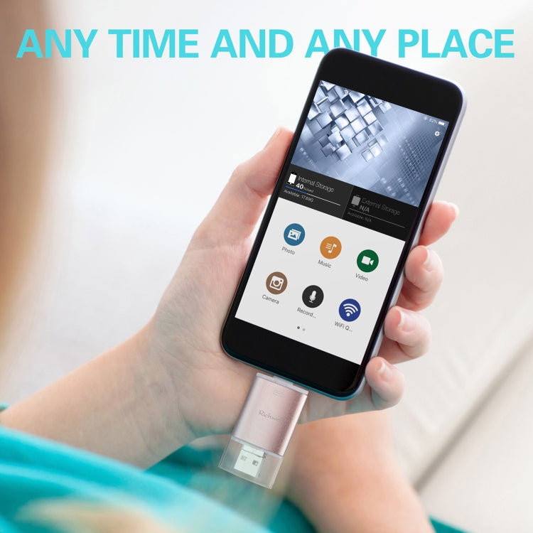 Richwell 3 in 1 128G Type-C + 8 Pin + USB 3.0 Metal Double Cover Push-pull Flash Disk with OTG Function(Black) - free shipping - PMC Jewellery - Order now!