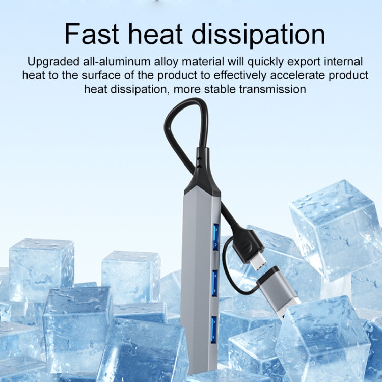 V252B 4 in 1 USB + USB-C/Type-C to USB Multifunctional Docking Station HUB Adapter - USB HUB by PMC Jewellery | Online Shopping South Africa | PMC Jewellery | Buy Now Pay Later Mobicred