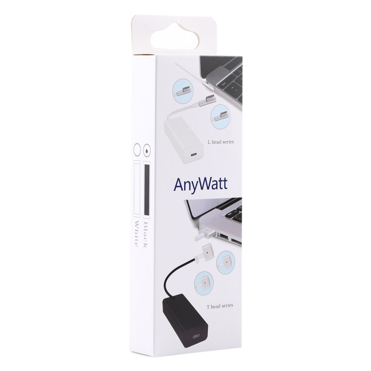 AnyWatt 85W USB-C / Type-C Female to 5 Pin MagSafe 1 Male L Head Series Charge Adapter Converter for MacBook (Black) - Cable & Adapter by PMC Jewellery | Online Shopping South Africa | PMC Jewellery | Buy Now Pay Later Mobicred