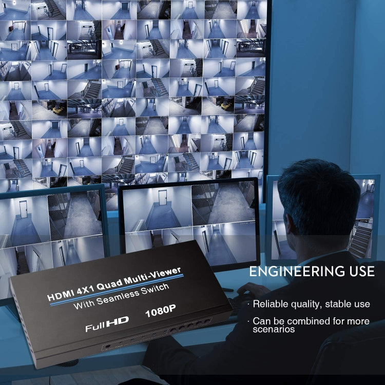 NEWKENG NK-C941 Full HD 1080P HDMI 4x1 Quad Multi-Viewer with Seamless Switch & Remote Control, EU Plug - free shipping - PMC Jewellery - Order now!