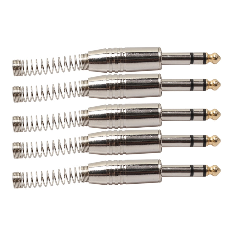 5 PCS 6.35mm Metal Audio Plug Stereo Microphone Cord Plug - Microphone Audio Cable & Connector by PMC TechLife | Online Shopping South Africa | PMC TechLife | Buy Now Pay Later Mobicred