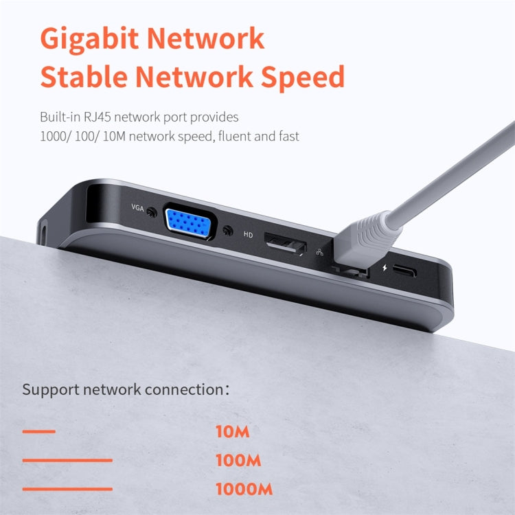 ROCK TR01 10 In 1 Type-C / USB-C to HDMI + VGA Multifunctional Extension HUB Adapter(Silver) - free shipping - PMC Jewellery - Order now!