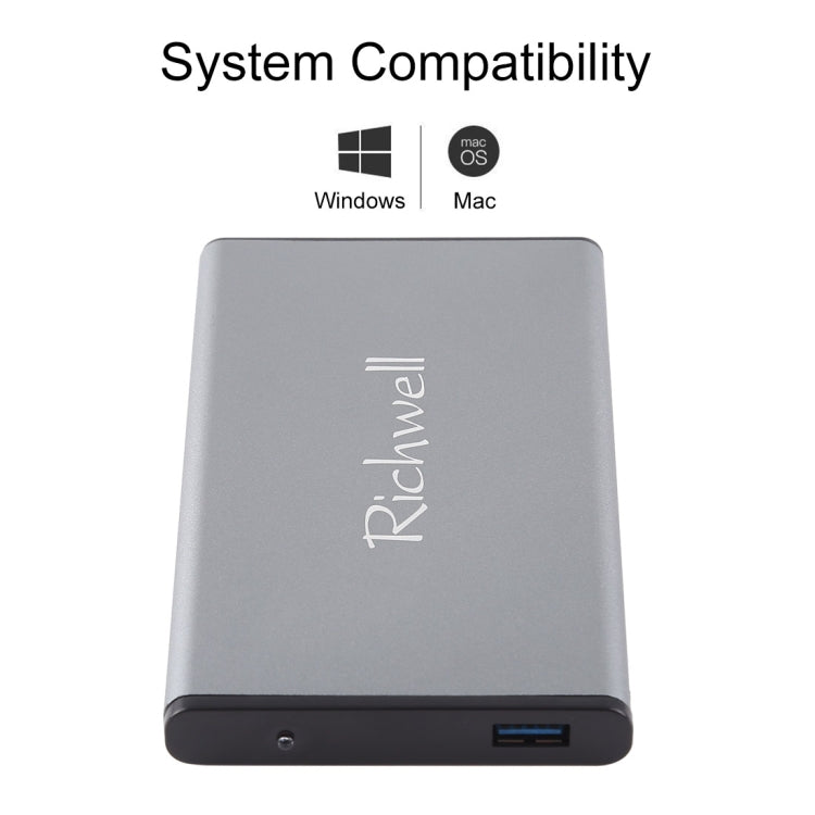 Richwell SATA R2-SATA-1TGB 1TB 2.5 inch USB3.0 Super Speed Interface Mobile Hard Disk Drive(Grey) - free shipping - PMC Jewellery - Order now!