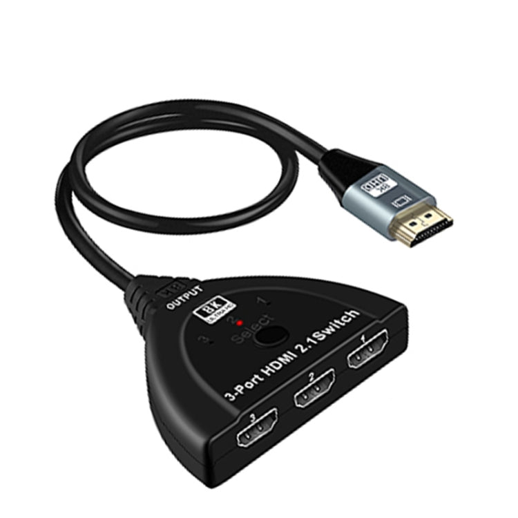 3 Port HDMI 8K Switcher Selector Box with Pigtail Cable (Black) - Switch by PMC TechLife | Online Shopping South Africa | PMC TechLife