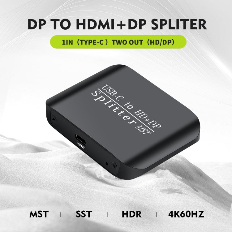 NK-E60 Type-C / USB-C To HDMI, DP DisplayPort Splitter MST / SST Monitor Switcher (Black) - Switch by PMC TechLife | Online Shopping South Africa | PMC TechLife | Buy Now Pay Later Mobicred