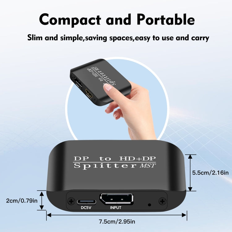 NK-W60 DP DisplayPort To HDMI, DP DisplayPort Splitter MST / SST Monitor Switcher (Black) - Switch by PMC TechLife | Online Shopping South Africa | PMC TechLife | Buy Now Pay Later Mobicred