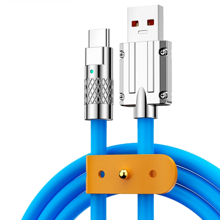 Mech Series 6A 120W USB to USB-C / Type-C Metal Plug Silicone Fast Charging Data Cable, Length: 1.8m(Blue) - USB-C & Type-C Cable by PMC TechLife | Online Shopping South Africa | PMC TechLife | Buy Now Pay Later Mobicred