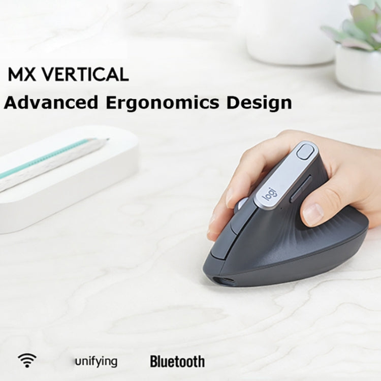 Logitech MX Vertical 4000DPI USB-C / Type-C + Unifying + Bluetooth Three-mode Ergonomic Wireless Vertical Optical Mouse (Black) - free shipping - PMC Jewellery - Order now!