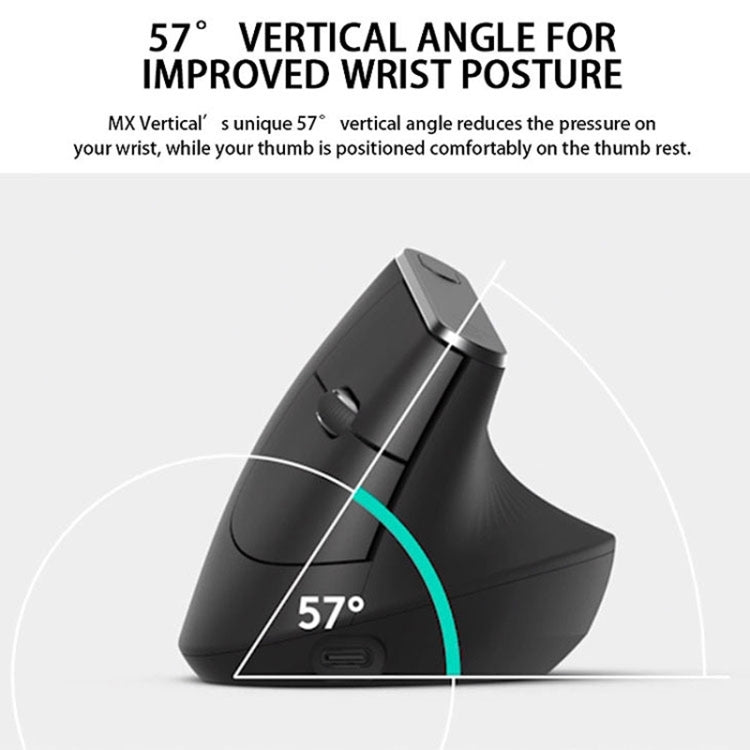 Logitech MX Vertical 4000DPI USB-C / Type-C + Unifying + Bluetooth Three-mode Ergonomic Wireless Vertical Optical Mouse (Black) - free shipping - PMC Jewellery - Order now!