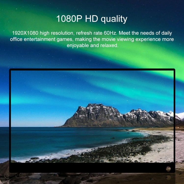 15.6 inch 1080P 178 Degree Wide Angle HD Portable IPS LED Display Monitor - 15 inch Above by PMC TechLife | Online Shopping South Africa | PMC TechLife | Buy Now Pay Later Mobicred