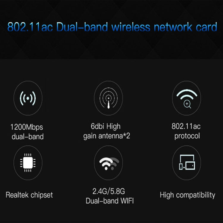 EDUP EP-9607 1200Mbps Dual-Band PCI-E Express Wireless Adapter Network Card with 2 x 6dBi Antennas - free shipping - PMC Jewellery - Order now!