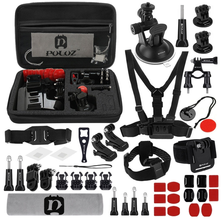 PULUZ 45 in 1 Accessories Ultimate Combo Kits with EVA Case (Chest Strap + Suction Cup Mount + 3-Way Pivot Arms + J-Hook Buckle + Wrist Strap + Helmet Strap + Surface Mounts + Tripod Adapter + Storage ...  for GoPro, Insta360, DJI and Other Action Cameras - free shipping - PMC TechLife - Order now!