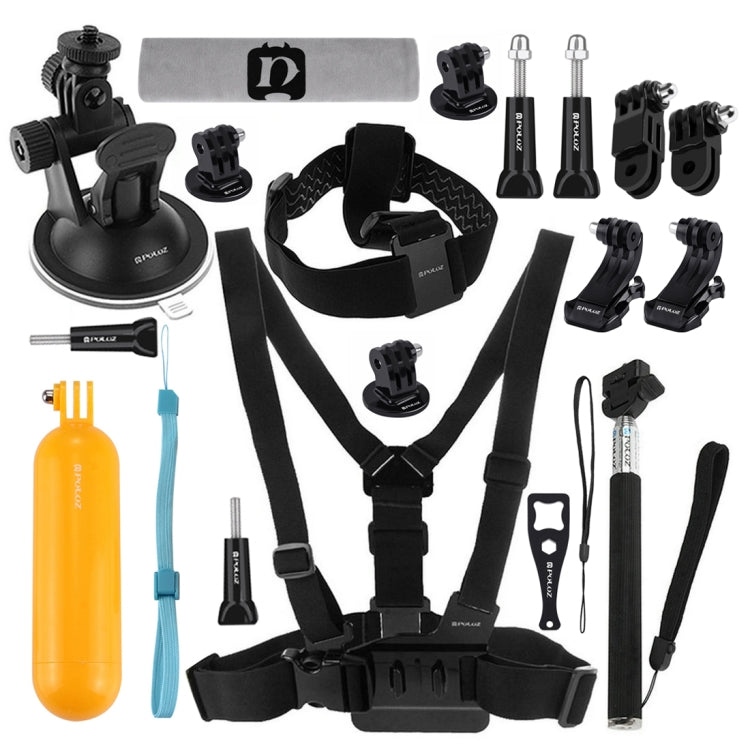 PULUZ 20 in 1 Accessories Combo Kits (Chest Strap + Head Strap + Suction Cup Mount + 3-Way Pivot Arm + J-Hook Buckles + Extendable Monopod + Tripod Adapter + Bobber Hand Grip + Storage Bag + Wrench) for GoPro, Insta360, DJI and Other Action Cameras -  by PULUZ | Online Shopping South Africa | PMC TechLife | Buy Now Pay Later Mobicred
