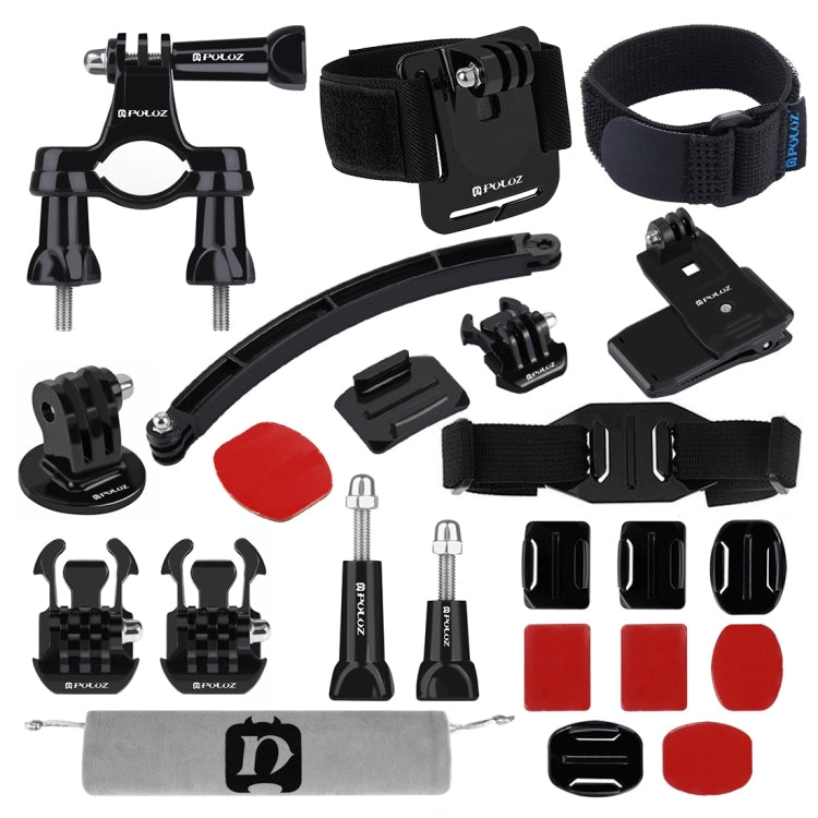 PULUZ 24 in 1 Bike Mount Accessories Combo Kits (Wrist Strap + Helmet Strap + Extension Arm + Quick Release Buckles + Surface Mounts + Adhesive Stickers + Tripod Adapter + Storage Bag + Handlebar Moun ...  for GoPro, Insta360, DJI and Other Action Cameras -  by PULUZ | Online Shopping South Africa | PMC TechLife | Buy Now Pay Later Mobicred