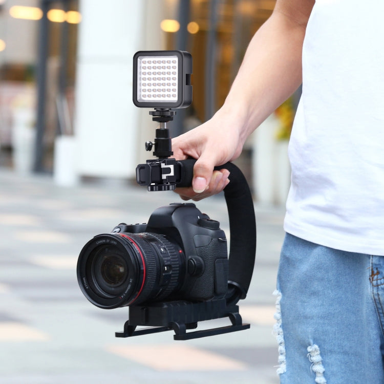 PULUZ U/C Shape Portable Handheld DV Bracket Stabilizer + LED Fill Light Kit with Cold Shoe Tripod Head for All SLR Cameras and Home DV Camera - free shipping - PMC TechLife - Order now!