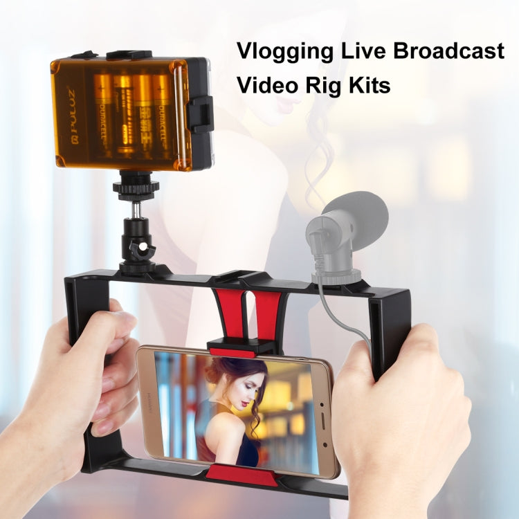 PULUZ 2 in 1 Vlogging Live Broadcast LED Selfie Light Smartphone Video Rig Kits with Cold Shoe Tripod Head for iPhone, Galaxy, Huawei, Xiaomi, HTC, LG, Google, and Other Smartphones(Red) - free shipping - PMC TechLife - Order now!