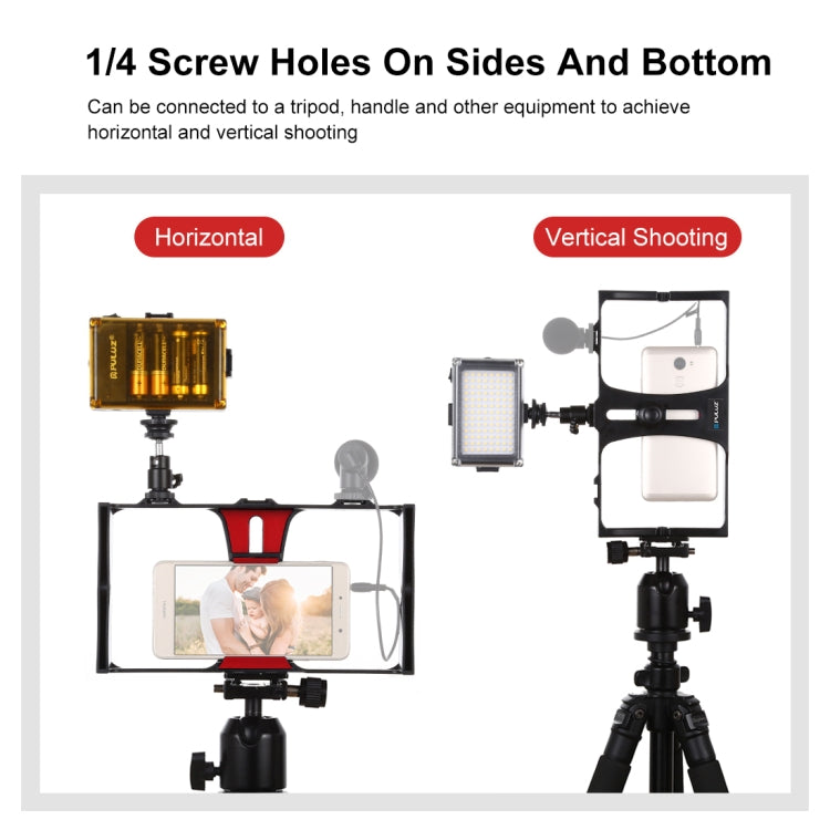 PULUZ 2 in 1 Vlogging Live Broadcast LED Selfie Light Smartphone Video Rig Kits with Cold Shoe Tripod Head for iPhone, Galaxy, Huawei, Xiaomi, HTC, LG, Google, and Other Smartphones(Red) - free shipping - PMC TechLife - Order now!
