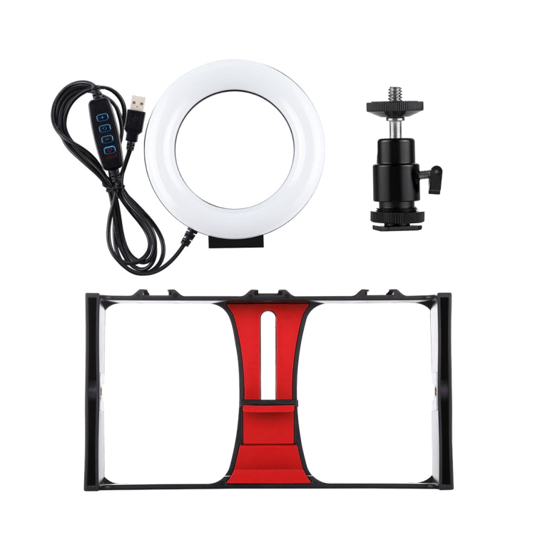 PULUZ 2 in 1 Vlogging Live Broadcast Smartphone Video Rig + 4.7 inch 12cm Ring LED Selfie Light Kits with Cold Shoe Tripod Head for iPhone, Galaxy, Huawei, Xiaomi, HTC, LG, Google, and Other Smartphones(Red) - free shipping - PMC TechLife - Order now!