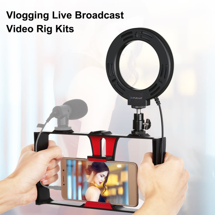 PULUZ 2 in 1 Vlogging Live Broadcast Smartphone Video Rig + 4.7 inch 12cm Ring LED Selfie Light Kits with Cold Shoe Tripod Head for iPhone, Galaxy, Huawei, Xiaomi, HTC, LG, Google, and Other Smartphones(Red) - free shipping - PMC TechLife - Order now!