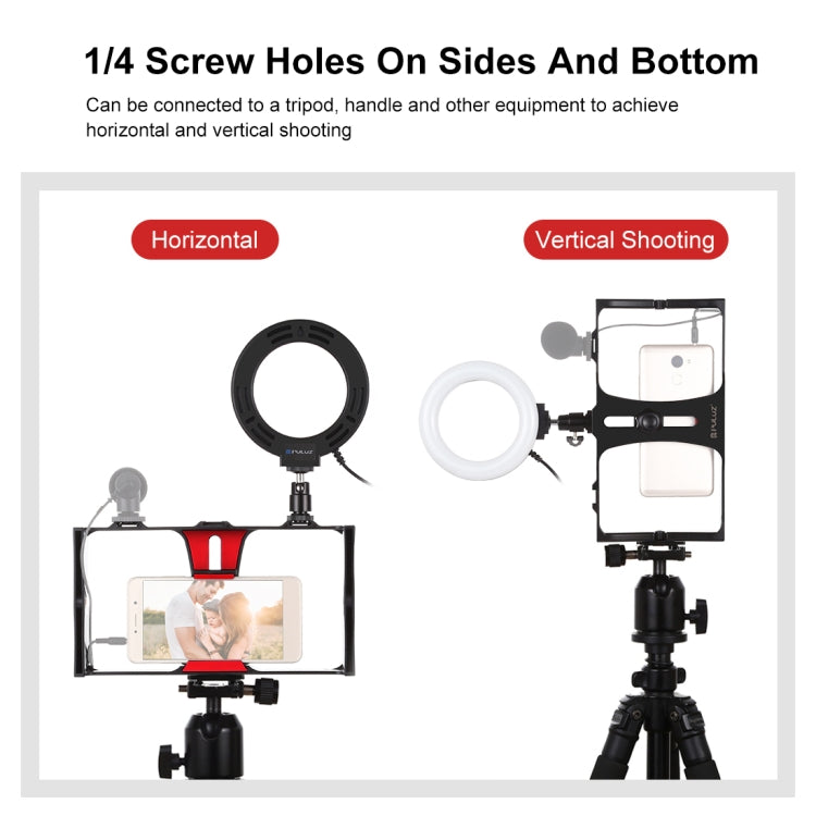 PULUZ 2 in 1 Vlogging Live Broadcast Smartphone Video Rig + 4.7 inch 12cm Ring LED Selfie Light Kits with Cold Shoe Tripod Head for iPhone, Galaxy, Huawei, Xiaomi, HTC, LG, Google, and Other Smartphones(Red) - free shipping - PMC TechLife - Order now!
