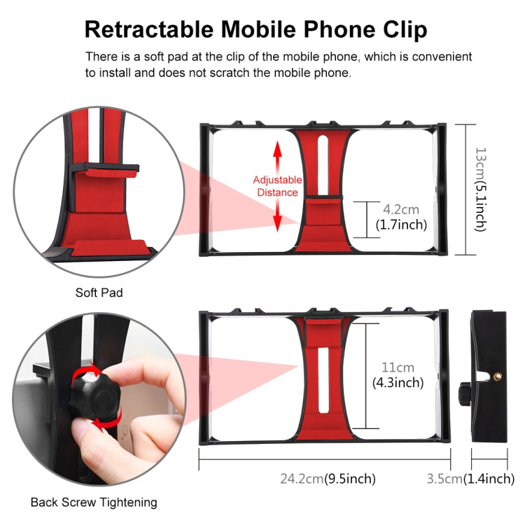PULUZ 3 in 1 Vlogging Live Broadcast Smartphone Video Rig + Microphone +  4.7 inch 12cm Ring LED Selfie Light Kits with Cold Shoe Tripod Head for iPhone, Galaxy, Huawei, Xiaomi, HTC, LG, Google, and Other Smartphones(Red) - Camera Cage by PULUZ | Online Shopping South Africa | PMC TechLife | Buy Now Pay Later Mobicred