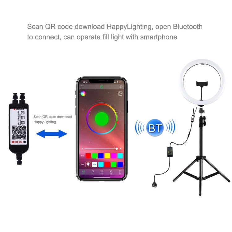 PULUZ 11.8 inch 30cm RGB Light 1.1m Tripod Mount Dimmable LED Ring Vlogging Selfie Photography Video Lights Live Broadcast Kits with Cold Shoe Tripod Ball Head & Phone Clamp(AU Plug) - free shipping - PMC Jewellery - Order now!