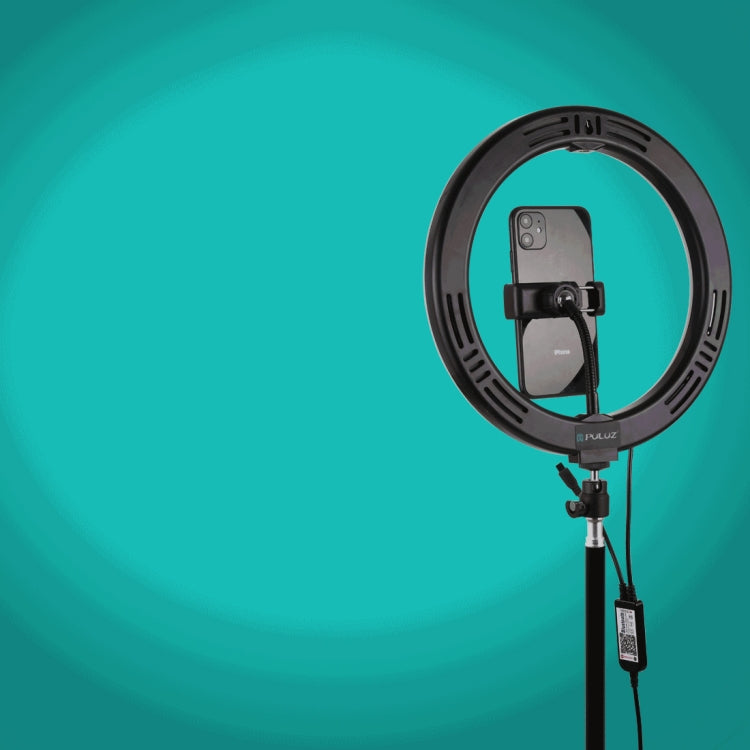 PULUZ 1.1m Tripod Mount + 10.2 inch 26cm Curved Surface RGBW LED Ring Vlogging Video Light  Live Broadcast Kits with Remote Control & Phone Clamp(Black) - Ring Light by PULUZ | Online Shopping South Africa | PMC Jewellery | Buy Now Pay Later Mobicred