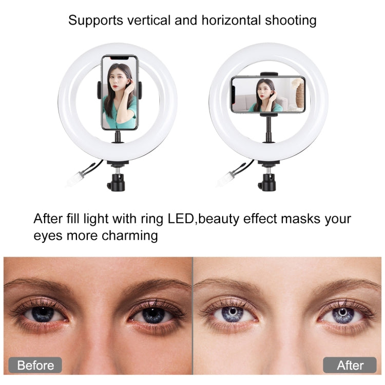 PULUZ 7.9 inch 20cm RGBW Light + Round Base Desktop Mount Dimmable LED Dual Color Temperature LED Curved Light Ring Vlogging Selfie Photography Video Lights with Phone Clamp(Black) - free shipping - PMC Jewellery - Order now!