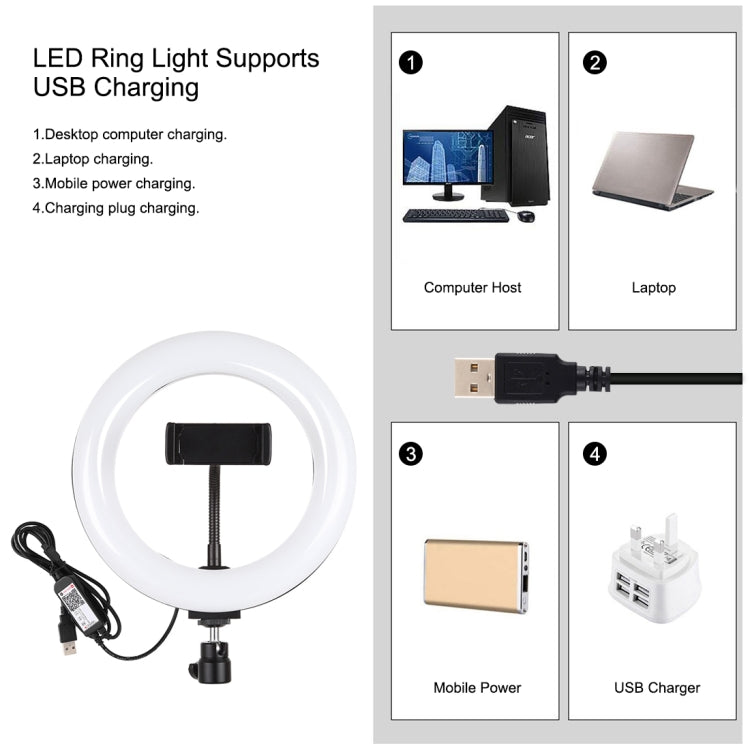 PULUZ 7.9 inch 20cm RGBW Light + Round Base Desktop Mount Dimmable LED Dual Color Temperature LED Curved Light Ring Vlogging Selfie Photography Video Lights with Phone Clamp(Black) - free shipping - PMC Jewellery - Order now!
