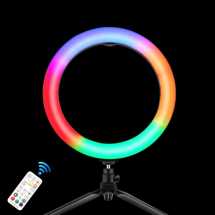 PULUZ 10.2 inch 26cm Marquee LED RGBWW Selfie Beauty Light + Desktop Tripod Mount 168 LED Dual-color Temperature Dimmable Ring Vlogging Photography Video Lights with Cold Shoe Tripod Ball Head & Remote Control & Phone Clamp(Black) - free shipping - PMC Jewellery - Order now!