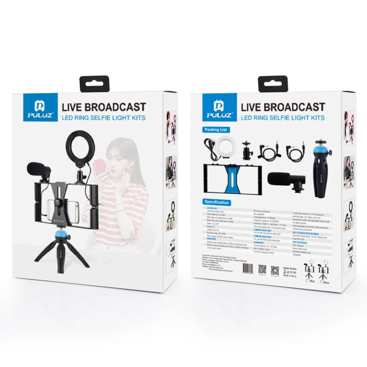 PULUZ 4 in 1 Vlogging Live Broadcast Smartphone Video Rig + 4.7 inch 12cm RGBW Ring LED Selfie Light + Microphone + Pocket Tripod Mount Kits with Cold Shoe Tripod Head(Red) - free shipping - PMC TechLife - Order now!