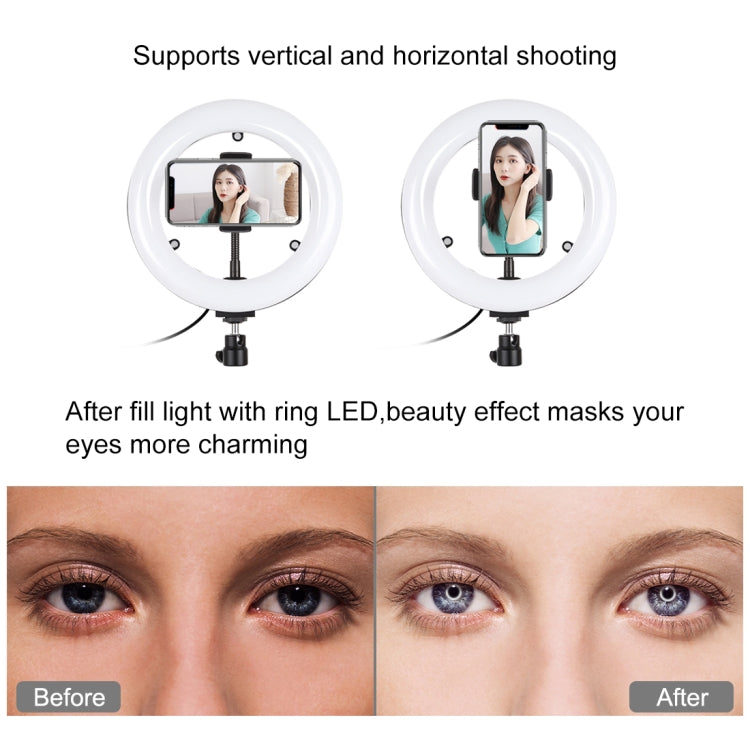 PULUZ 7.9 inch 20cm Mirror Light+ 1.1m Tripod Mount USB 3 Modes Dimmable Dual Color Temperature LED Curved Light Ring Vlogging Selfie Photography Video Lights with Mirror & Phone Clamp(Black) - free shipping - PMC Jewellery - Order now!