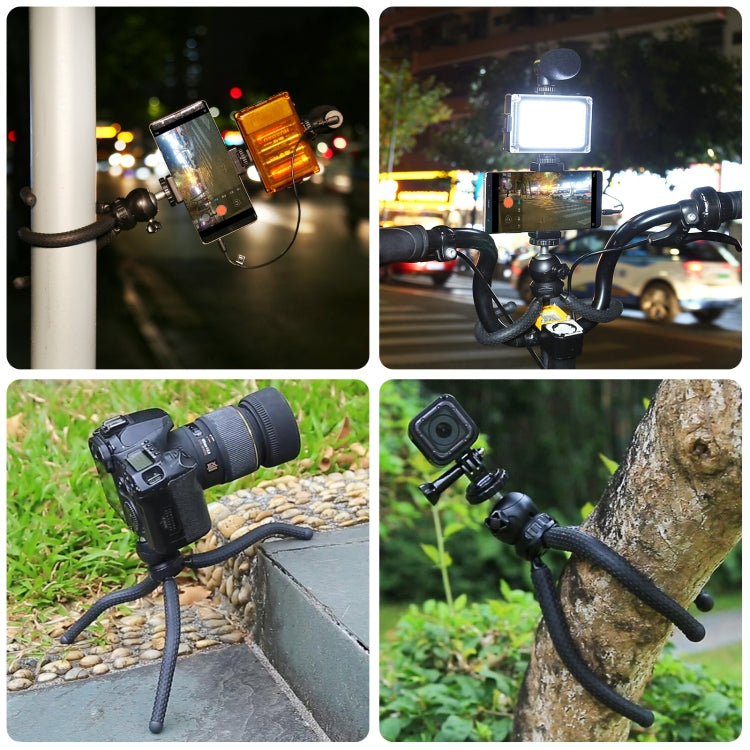PULUZ  4 in 1 Vlogging Live Mini Octopus Bracket Kit + Studio Light + Microphone + Phone Clamp Kits(Black) - free shipping - PMC TechLife - Order now!