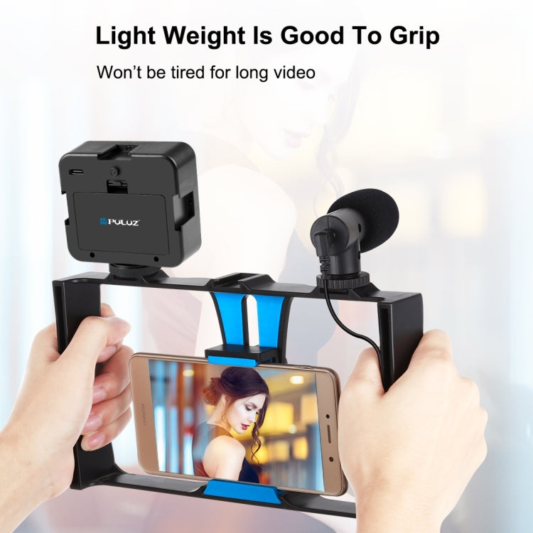 PULUZ 4 in 1 Vlogging Live Broadcast LED Selfie Fill Light Smartphone Video Rig Kits with Microphone + Tripod Mount + Cold Shoe Tripod Head for iPhone, Galaxy, Huawei, Xiaomi, HTC, LG, Google, and Other Smartphones (Blue) - free shipping - PMC TechLife - Order now!