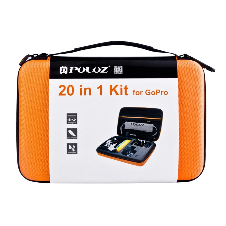 PULUZ 20 in 1 Accessories Combo Kits with Orange EVA Case (Chest Strap + Head Strap + Suction Cup Mount + 3-Way Pivot Arm + J-Hook Buckles + Extendable Monopod + Tripod Adapter + Bobber Hand Grip + St ...  for GoPro, Insta360, DJI and Other Action Cameras - free shipping - PMC TechLife - Order now!