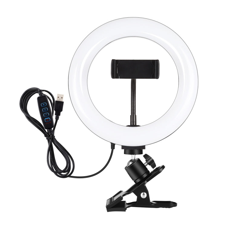PULUZ 7.9 inch 20cm Ring Selfie Light + Monitor Clip 3 Modes USB Dimmable Dual Color Temperature LED Curved Vlogging Photography Video Lights Kits with Phone Clamp(Black) - Ring Light by PULUZ | Online Shopping South Africa | PMC TechLife | Buy Now Pay Later Mobicred