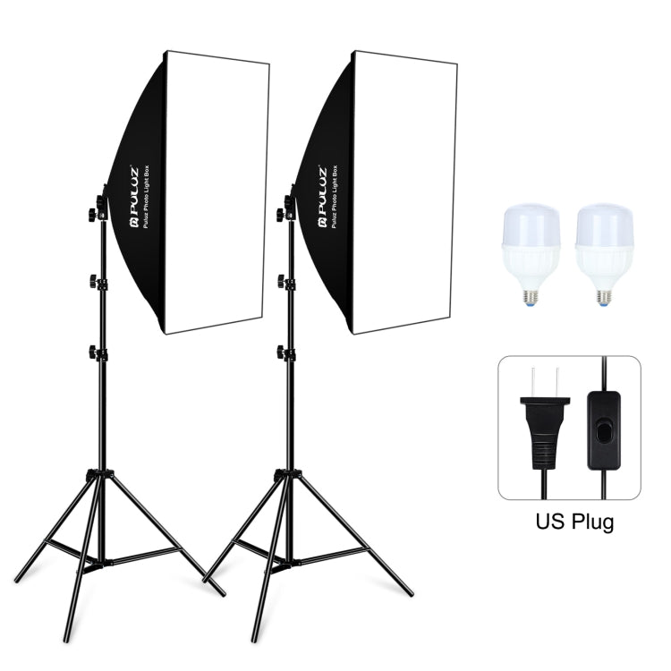 PULUZ Softbox Lighting Kit 2 PCS 50x70cm Professional Photo Studio Photography Light Equipment with 2 x E27 Socket Bulb Photography Lighting Kit(US Plug) - free shipping - PMC TechLife - Order now!