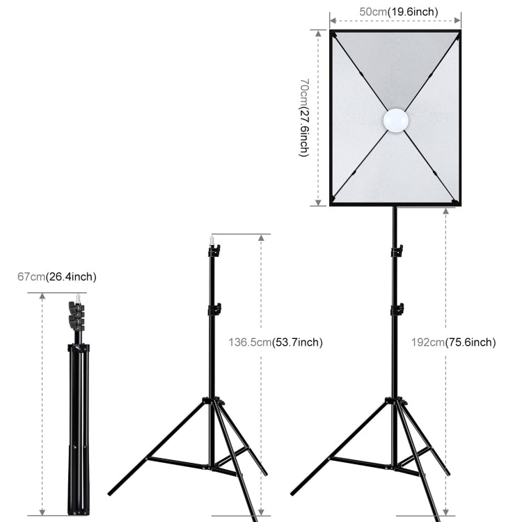 PULUZ Softbox Lighting Kit 2 PCS 50x70cm Professional Photo Studio Photography Light Equipment with 2 x E27 Socket Bulb Photography Lighting Kit(US Plug) - free shipping - PMC TechLife - Order now!