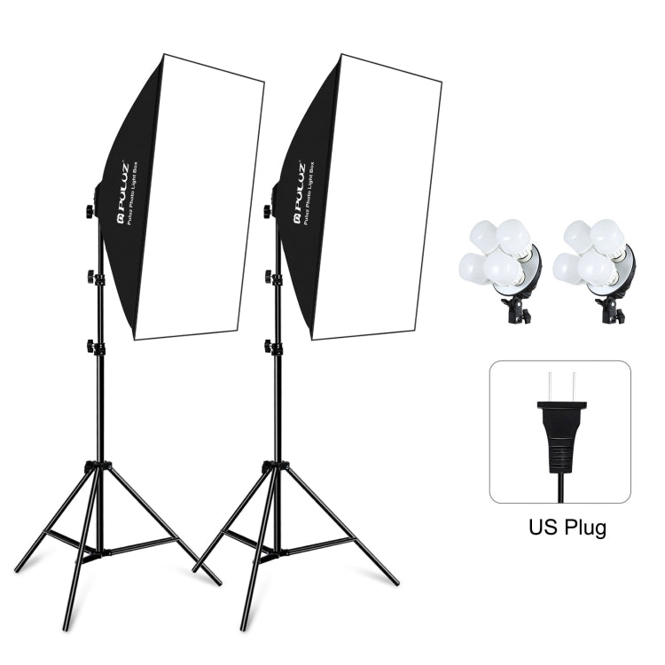 PULUZ Softbox Lighting Kit 2 PCS 50x70cm Professional Photo Studio Photography Light Equipment with 8 x E27 20W E27 Socket Bulb Photography Lighting Kit for Filming Portrait Shooting / Fashion Advertising Photography(US Plug) - free shipping - PMC TechLife - Order now!