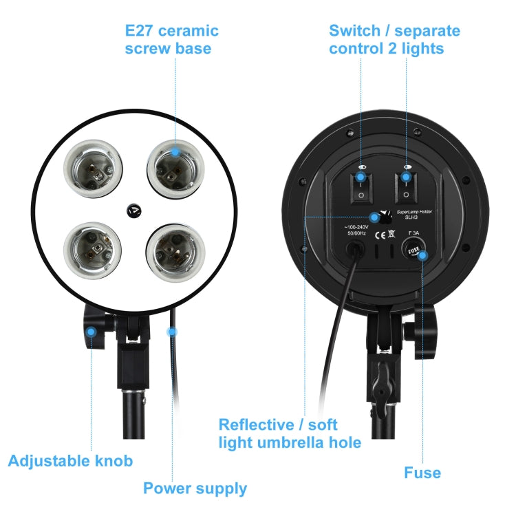 PULUZ Softbox Lighting Kit 2 PCS 50x70cm Professional Photo Studio Photography Light Equipment with 8 x E27 20W E27 Socket Bulb Photography Lighting Kit for Filming Portrait Shooting / Fashion Advertising Photography(US Plug) - free shipping - PMC TechLife - Order now!