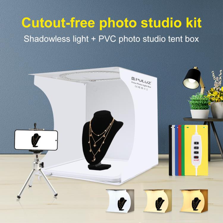 PULUZ 30cm Folding Ring Light Board Photo Lighting Studio Shooting Tent Box Kit Box with Shadowless Light Panel - free shipping - PMC TechLife - Order now!