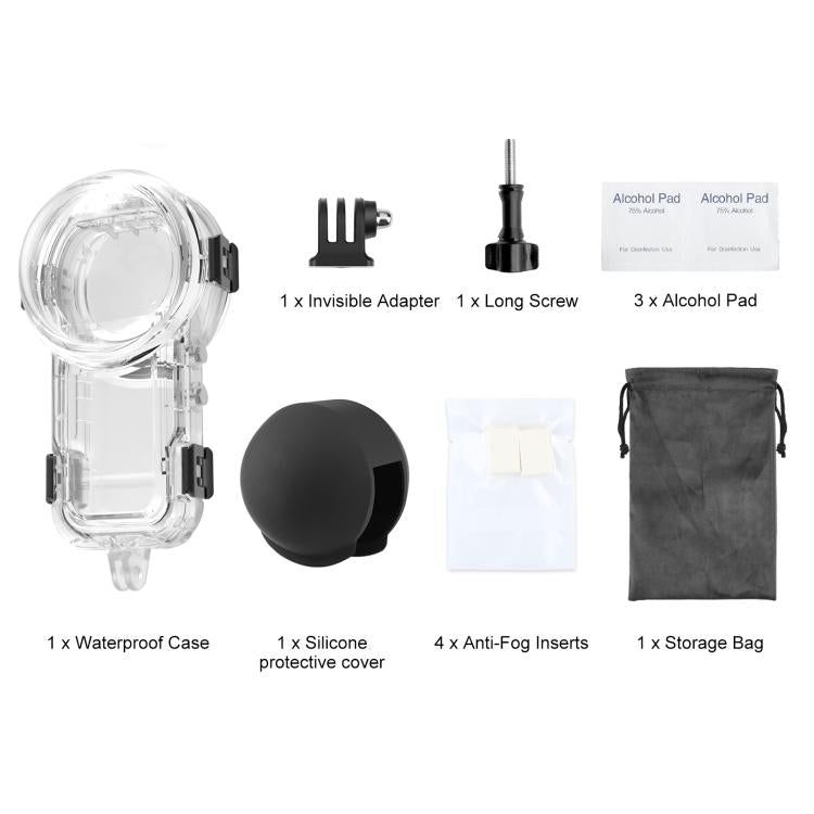 For Insta360 X5 PULUZ 60m Waterproof Sealed Diving Case with Silicone Lens Cover (Black) - free shipping - PMC TechLife - Order now!