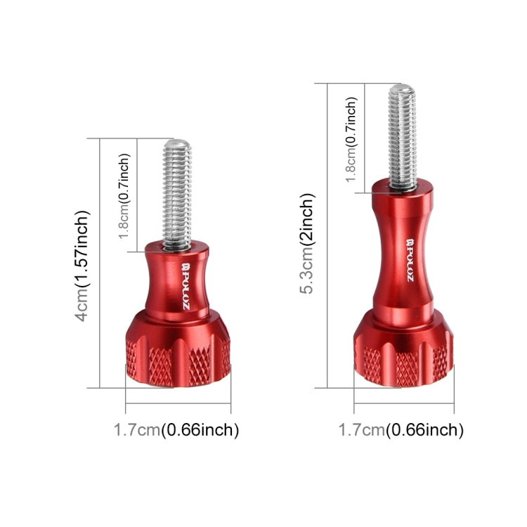 PULUZ CNC Aluminum Thumb Knob Stainless Bolt Nut Screw Set for GoPro Hero12 Black / Hero11 /10 /9 /8 /7 /6 /5, Insta360 Ace / Ace Pro, DJI Osmo Action 4 and Other Action Cameras(Red) - Screws by PULUZ | Online Shopping South Africa | PMC TechLife | Buy Now Pay Later Mobicred