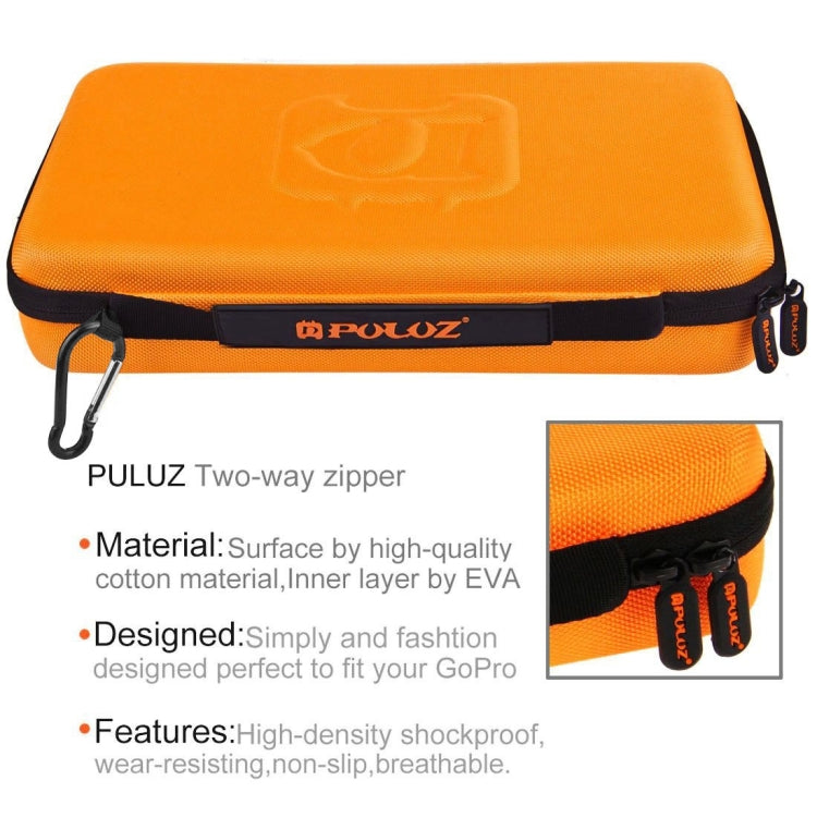 PULUZ Waterproof Carrying and Travel Case for for GoPro, Insta360, DJI and Other Action Cameras Accessories, Large Size: 32cm x 22cm x 7cm(Orange) - Carry Cases by PULUZ | Online Shopping South Africa | PMC TechLife | Buy Now Pay Later Mobicred