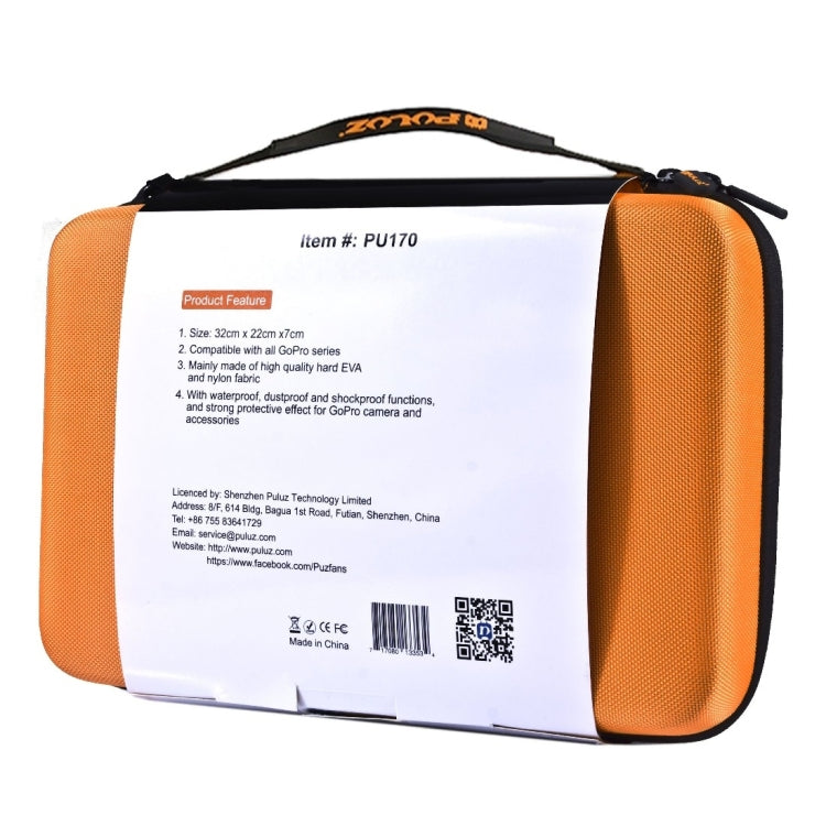 PULUZ Waterproof Carrying and Travel Case for for GoPro, Insta360, DJI and Other Action Cameras Accessories, Large Size: 32cm x 22cm x 7cm(Orange) - Carry Cases by PULUZ | Online Shopping South Africa | PMC TechLife | Buy Now Pay Later Mobicred
