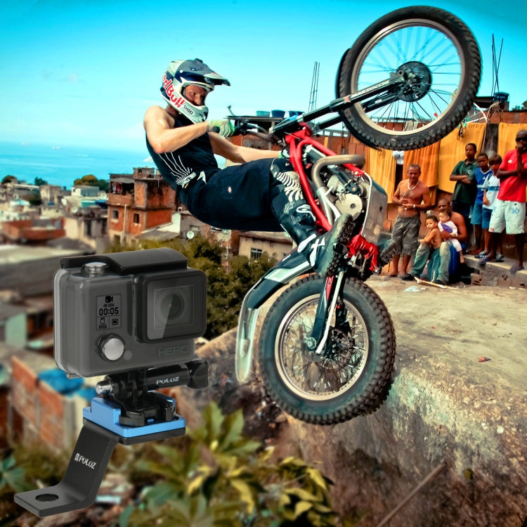 PULUZ Fixed Metal Motorcycle Holder Mount for GoPro, Insta360, DJI and Other Action Cameras(Blue) - Holder by PULUZ | Online Shopping South Africa | PMC TechLife | Buy Now Pay Later Mobicred