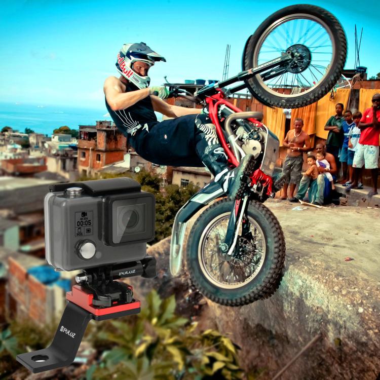 PULUZ Fixed Metal Motorcycle Holder Mount for GoPro, Insta360, DJI and Other Action Cameras(Red) - Holder by PULUZ | Online Shopping South Africa | PMC TechLife | Buy Now Pay Later Mobicred