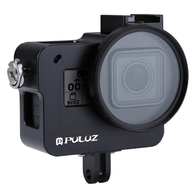 PULUZ Housing Shell CNC Aluminum Alloy Protective Cage with Insurance Frame & 52mm UV Lens for GoPro HERO(2018) /7 Black /6 /5(Black) - Metal Cases by PULUZ | Online Shopping South Africa | PMC TechLife | Buy Now Pay Later Mobicred