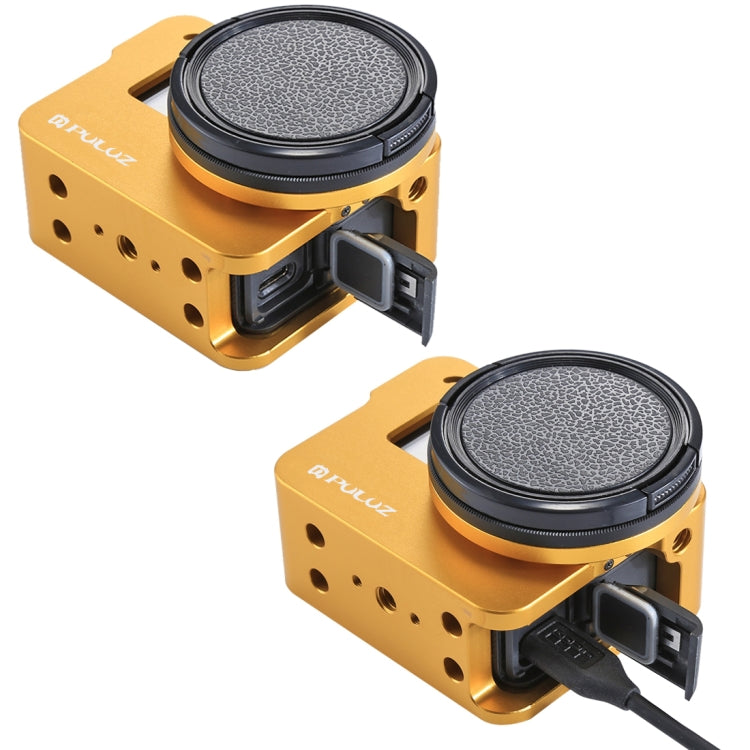 PULUZ Housing Shell CNC Aluminum Alloy Protective Cage with Insurance Frame & 52mm UV Lens for GoPro HERO(2018) /7 Black /6 /5(Gold) - free shipping - PMC TechLife - Order now!